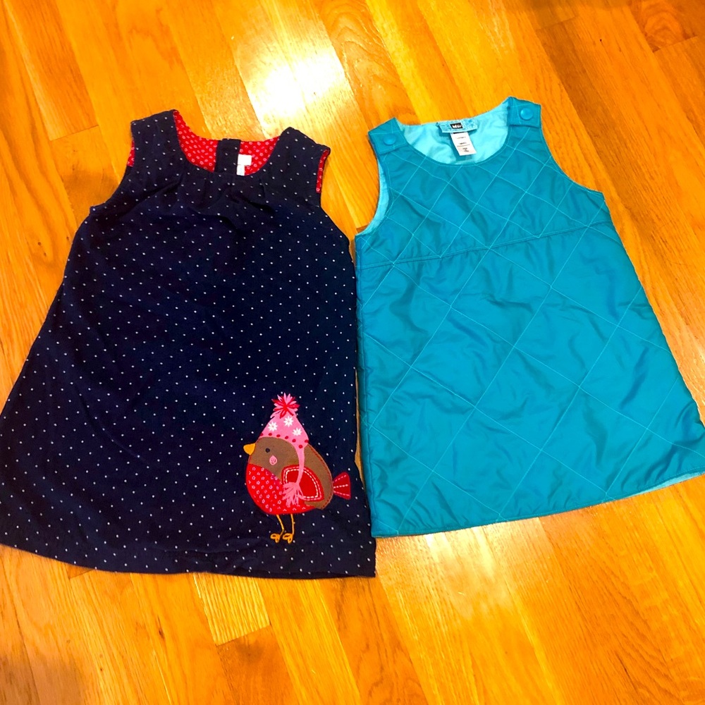 2 EUC Jumper Dresses JojoMamanBebe & REI brands